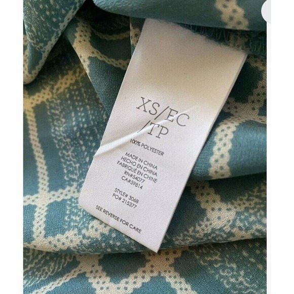 CAbi Windowpane Plaid Print Surplice Faux Wrap Blouse Blue/White #3068 Size XS - Picture 6 of 6